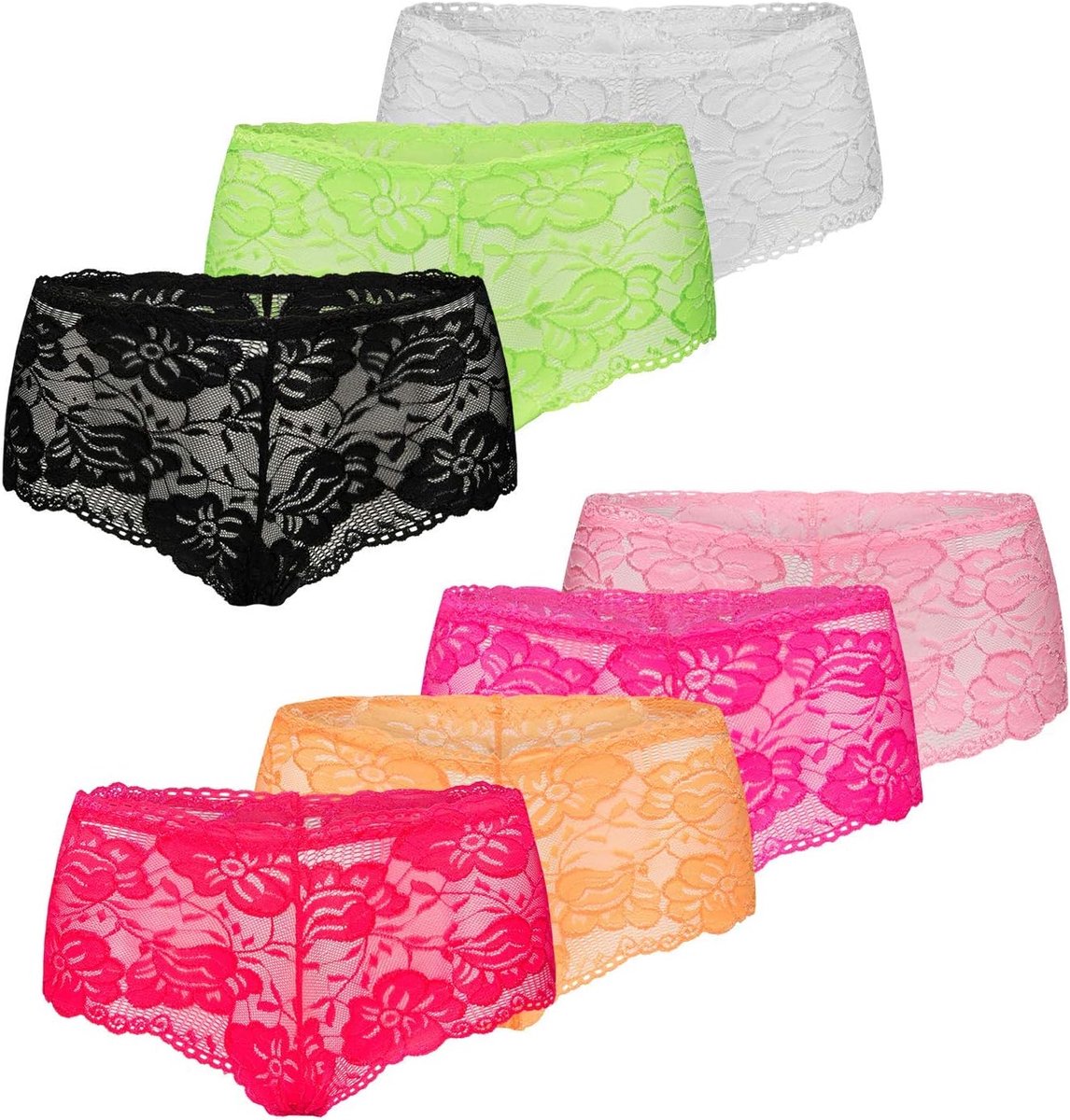 Damesondergoed set van 7 - Kant - Sexy hotpants - Ideaal voor elke gelegenheid - SnelShoppen