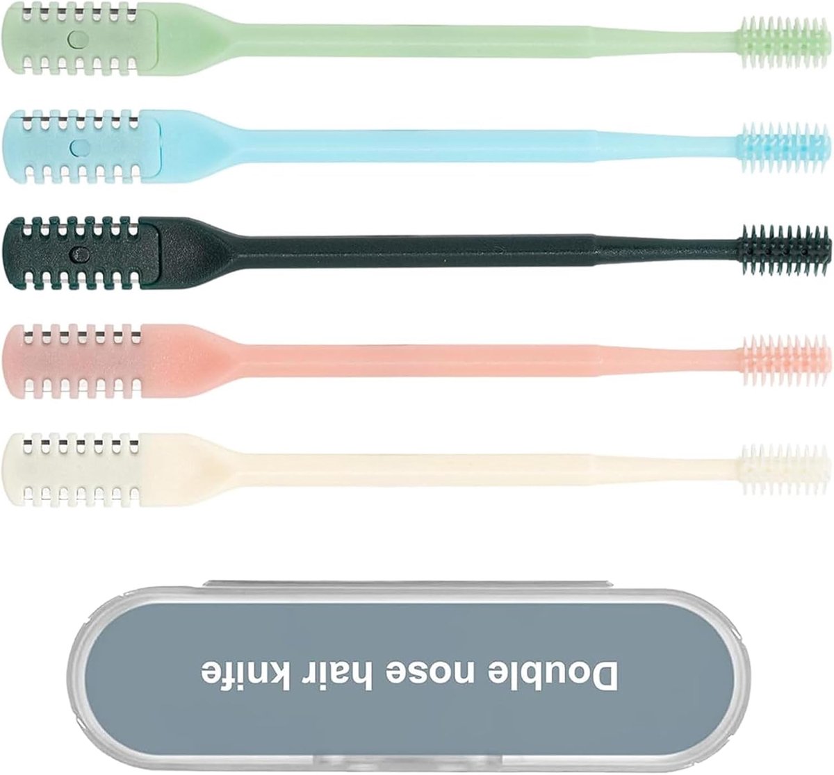 5 stuks neushaartrimmer, neushaartrimmer, neushaarverwijderaar, dubbelzijdig neushaarmes, 2-in-1 neushaartrimmer, draagbare neushaartrimmer, 360° draaibare neusscheerapparaat, voor mannen en vrouwen