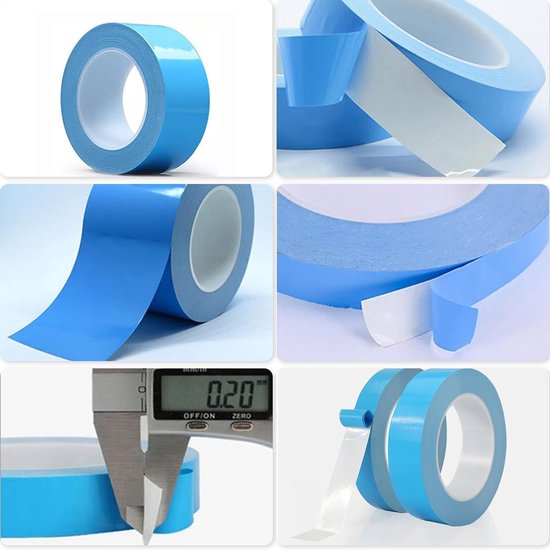 Warmtegeleidende tape, 25 m x 15 mm x 0,2 mm, dubbelzijdige koelband voor heatsinks - hooggeleidende thermoband voor LED, IGBT, IC-chips, computer CPU/GPU, modules, MOS-buizen en SSD's — afbeelding 3