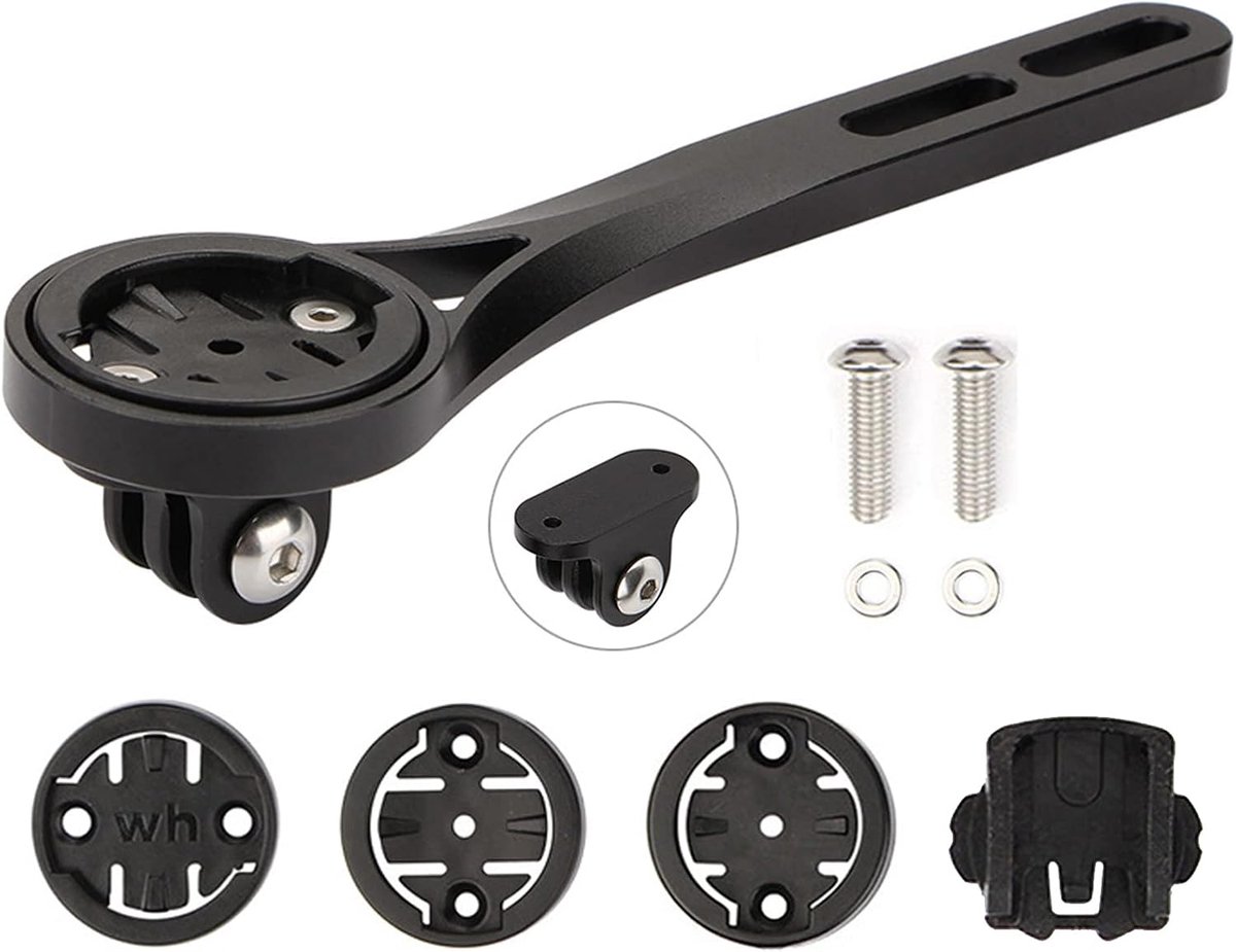Geïntegreerde fietscomputerhouder voor racefiets (aluminiumlegering) stuurhouder voor Garmin Edge, Wahoo Elemnt, Bryton, Cateye, GoPro camera en licht