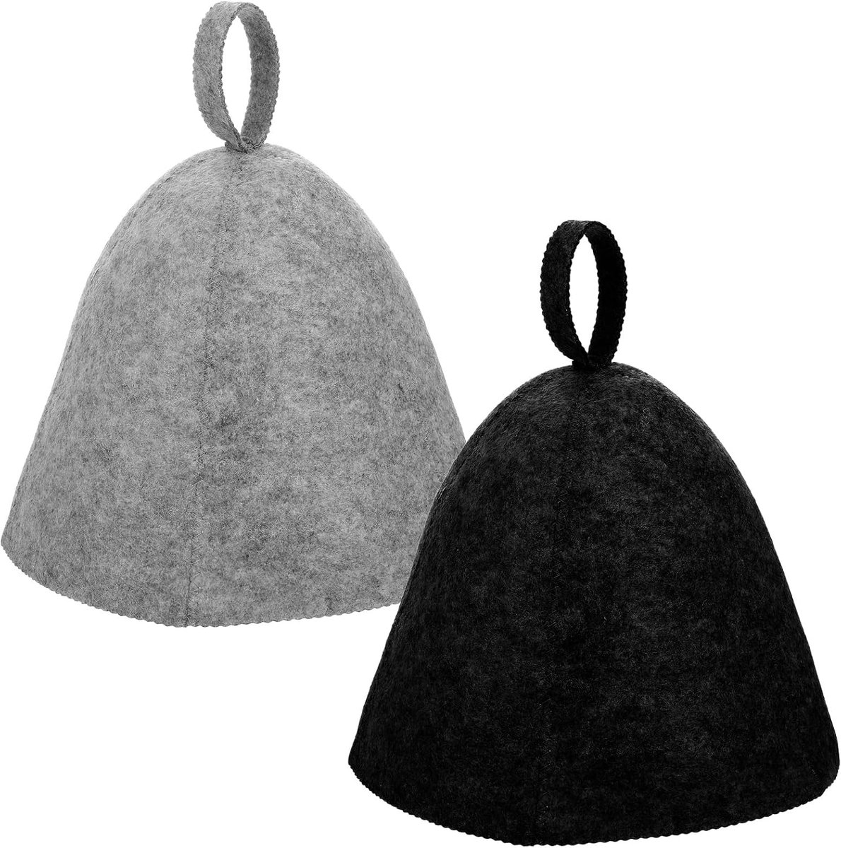 2 stuks saunahoed, vilten saunamuts, saunamuts, vilten saunahoed, douchemuts, vilten kap, saunakap, vilten muts, grappige muts voor stoomkamers, vrouwen en mannen (zwart + grijs)