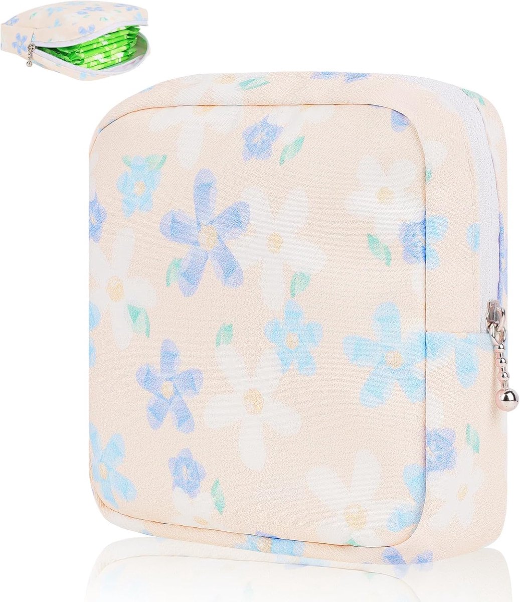 1 stuks maandverbandtas, menstruatietas, kleine cosmeticatas voor meisjes, opslag van tampons onderweg, klein zakje met ritssluiting, wetbag klein, 13 * 13 * 4 cm
