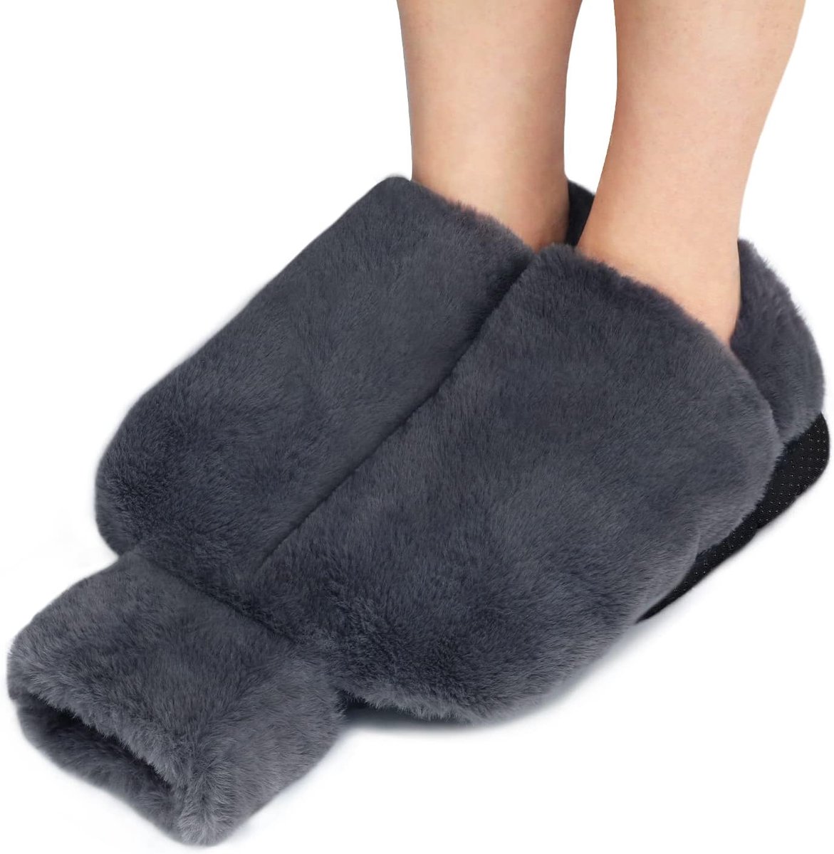 Voetwarmer zonder stroom, 2 liter grote warmwaterkruik voor voeten, 2-in-1 voetenwarmers voor dames/heren/volwassenen, super zachte en warme voetverwarmingspads voor koude voeten in de winter