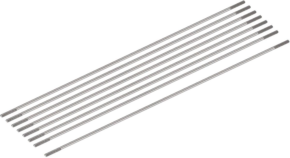 Dubbeleindige schroefdraad stangverbinder van 304 roestvrij staal voor DIY RC auto, boot, vliegtuig, helikopter model & doe-het-zelf materiaal, M2 x 300 mm, verpakking van 8