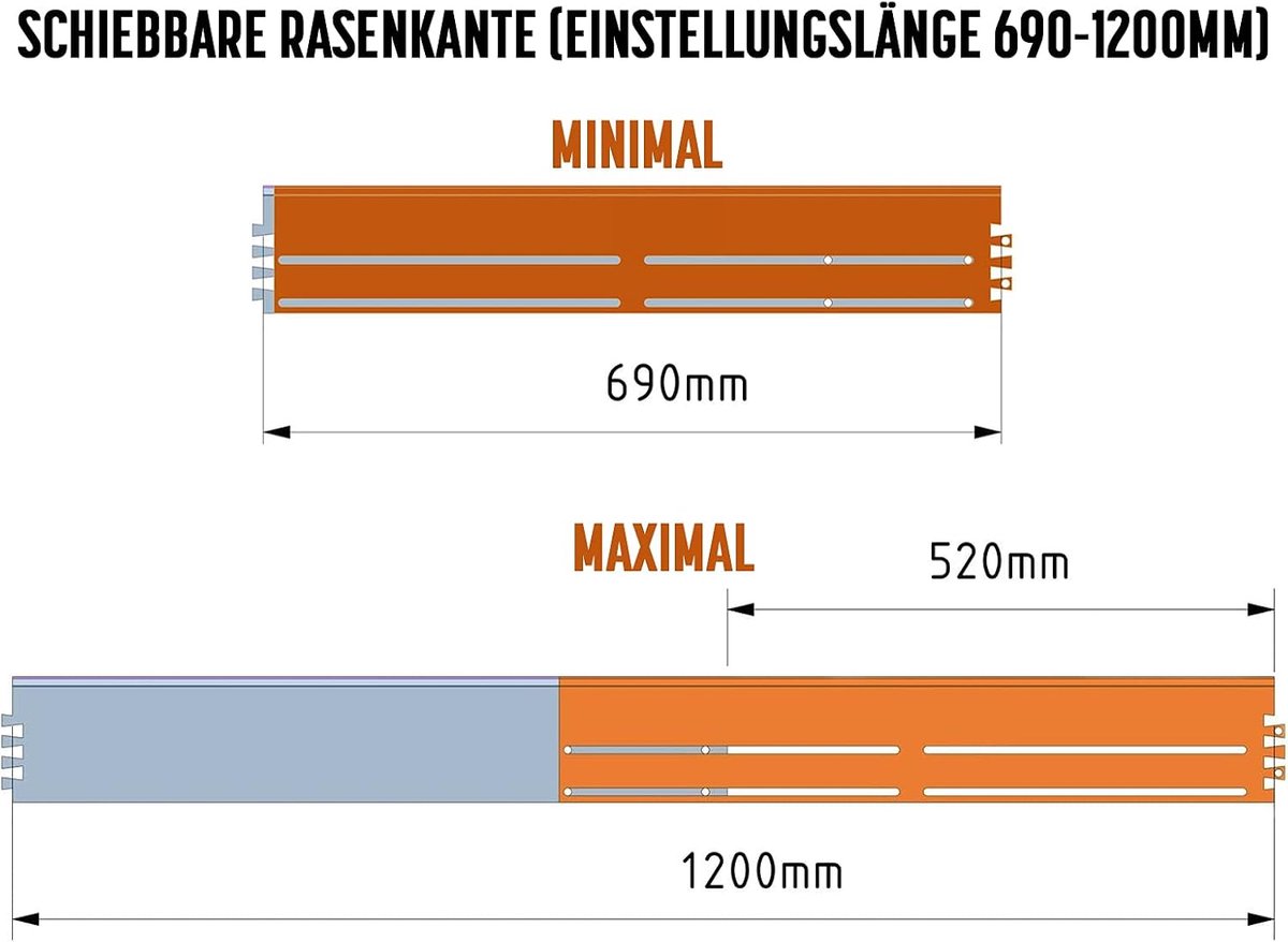 Gazonrand, 2-4 mm, 15-25 cm, cortenstaal, patina, bloembedomranding, omranding, metaal, magische gazons ZP (4 mm, 200)