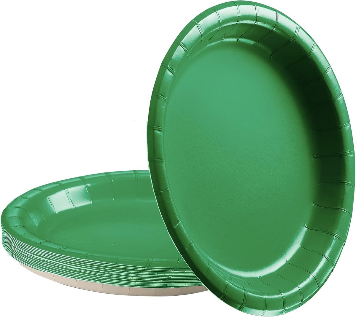 16 Stuks Groene Feestpapieren Platen 17,8 cm, Groene Feestservies Decor Kerstpapier Platen Wegwerp Dessertbord voor Kinderen Kerstmis,Verjaardag,St. Patrick's Day Iers,Voetbalwedstrijden