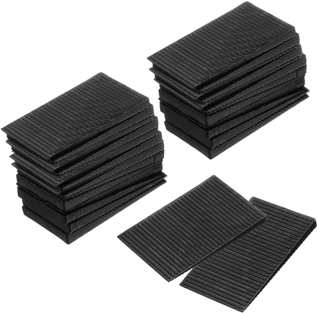 Meubelnivellering, 30 stuks, zwarte kunststof wiggen, robuust en antislip, voor oneffen tafels, commodevoeten en andere projecten (50 x 30 x 4 mm)