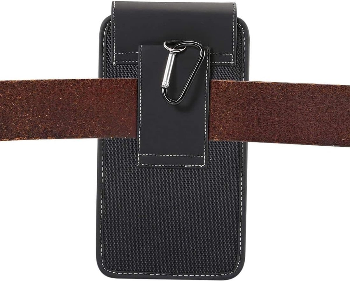 Case Cover Vertical Design Leather and Nylon voor Tecno W5 - Black