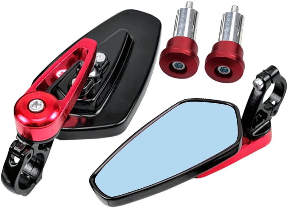Motorfiets Achteruitkijkspiegel 7/8 Inch Motorfiets Zijspiegel 360 Graden Motorspiegel Blauw Len Anti-glare Aluminium Stuurspiegels 22mm Motorfietsspiegels Rood