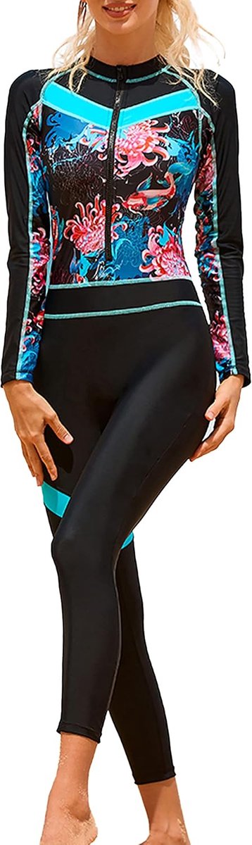 Rash Guard korte en lange eendelige zwempak voor dames, UPF 50+ uv-bescherming, slimfit, zonnebescherming, zwemmen, surfen, XS, S, M, L, XL