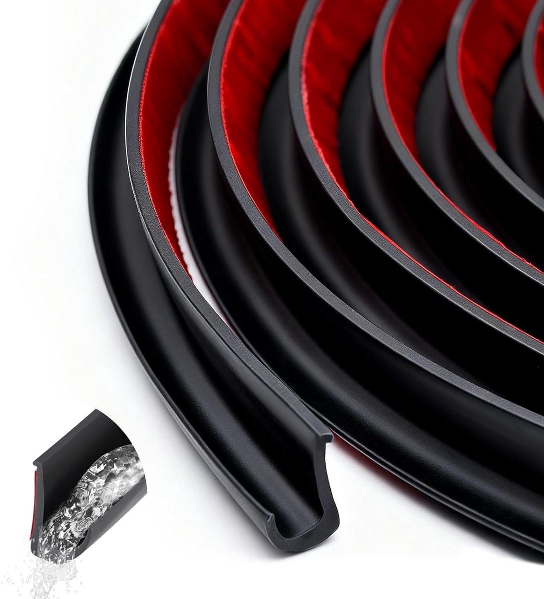Regengoot met rits - Druppellijst PVC - Waterafvoer Caravan - Zelfklevend waterdicht - 10 meter lengte - Zwart