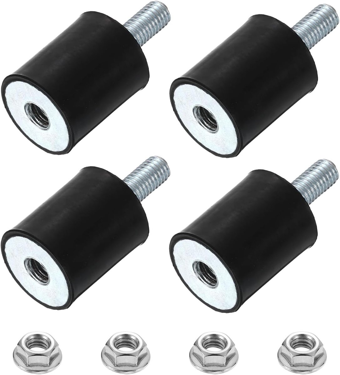 M8 rubberen voetjes, 4 stuks, 24 x 30 mm (d x h), cilindrische rubberen anti-vibratie-isolatoren, schokdempers met borgmoer, voor autospoel, generator, luchtcompressoren