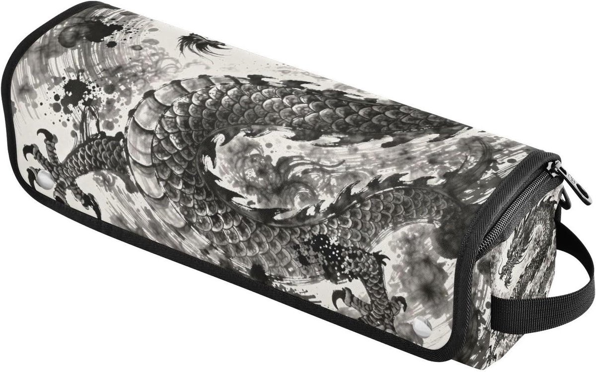 Haargereedschap Reistas - Reis Organizer Haar - Stylingtools Meenemen - Inclusief Hittebestendige Mat - 37 cm - Dragon Inkt Art