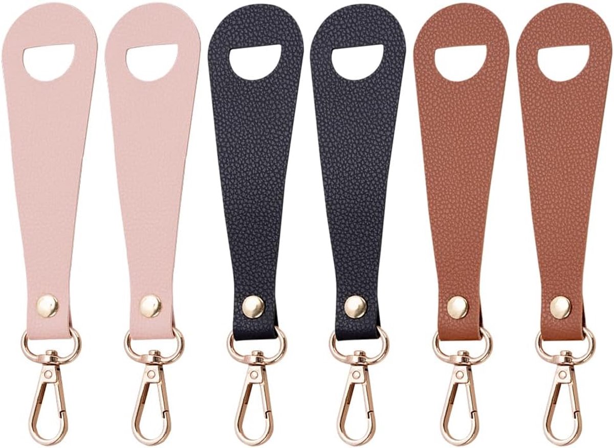 6 stuks handsfree hoedclip voor reizen PU lederen clip handsfree tas rugzak hoed houder accessoires duurzame veilige clipon houder voor rugzak bagage handtassen en wandeluitrusting (3 kleuren)