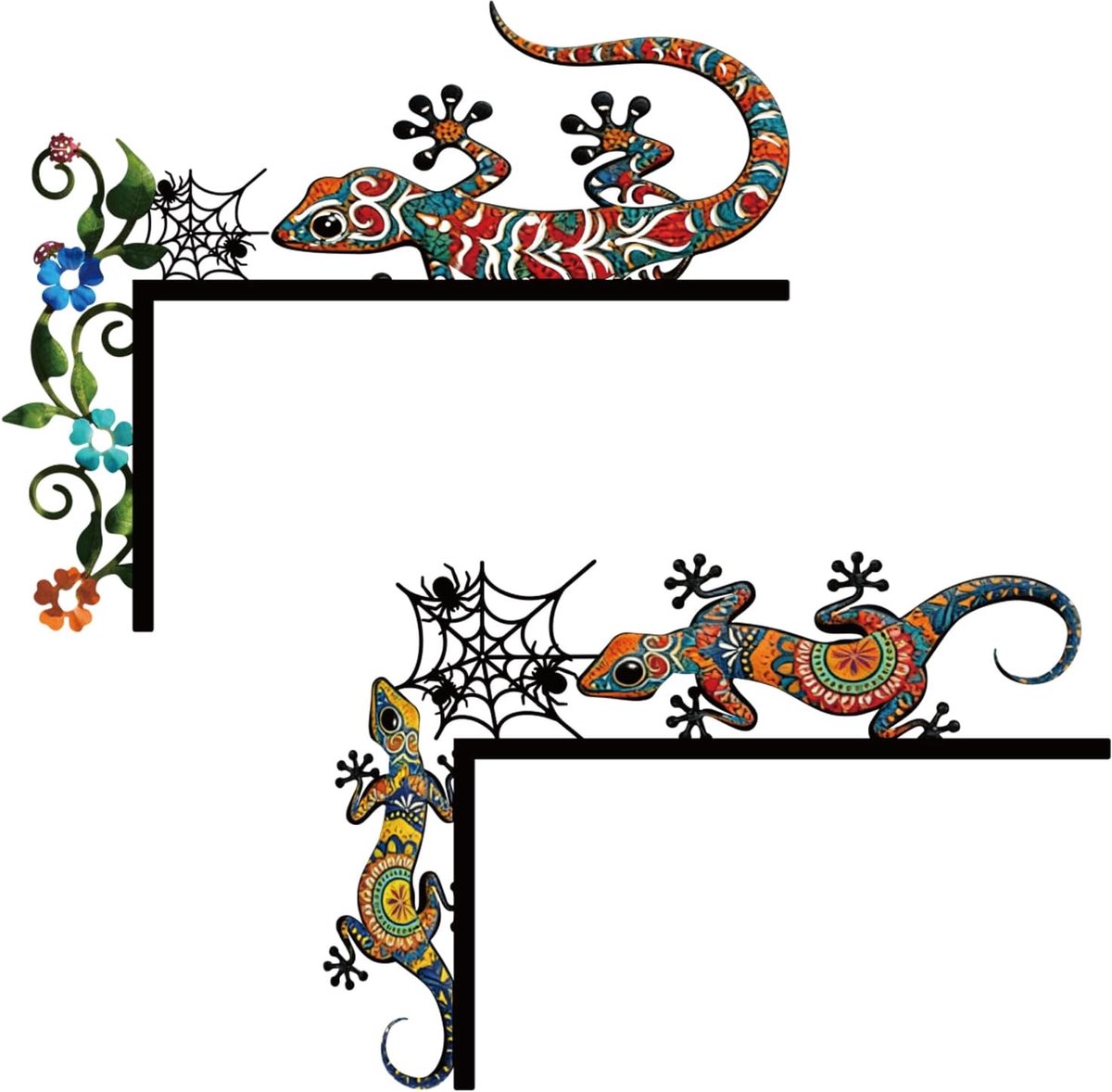 Deurkozijn decoratieset 2 stuks - metaal - gekko design - sfeervolle muurdecoratie voor binnen en buiten - ShopVlot