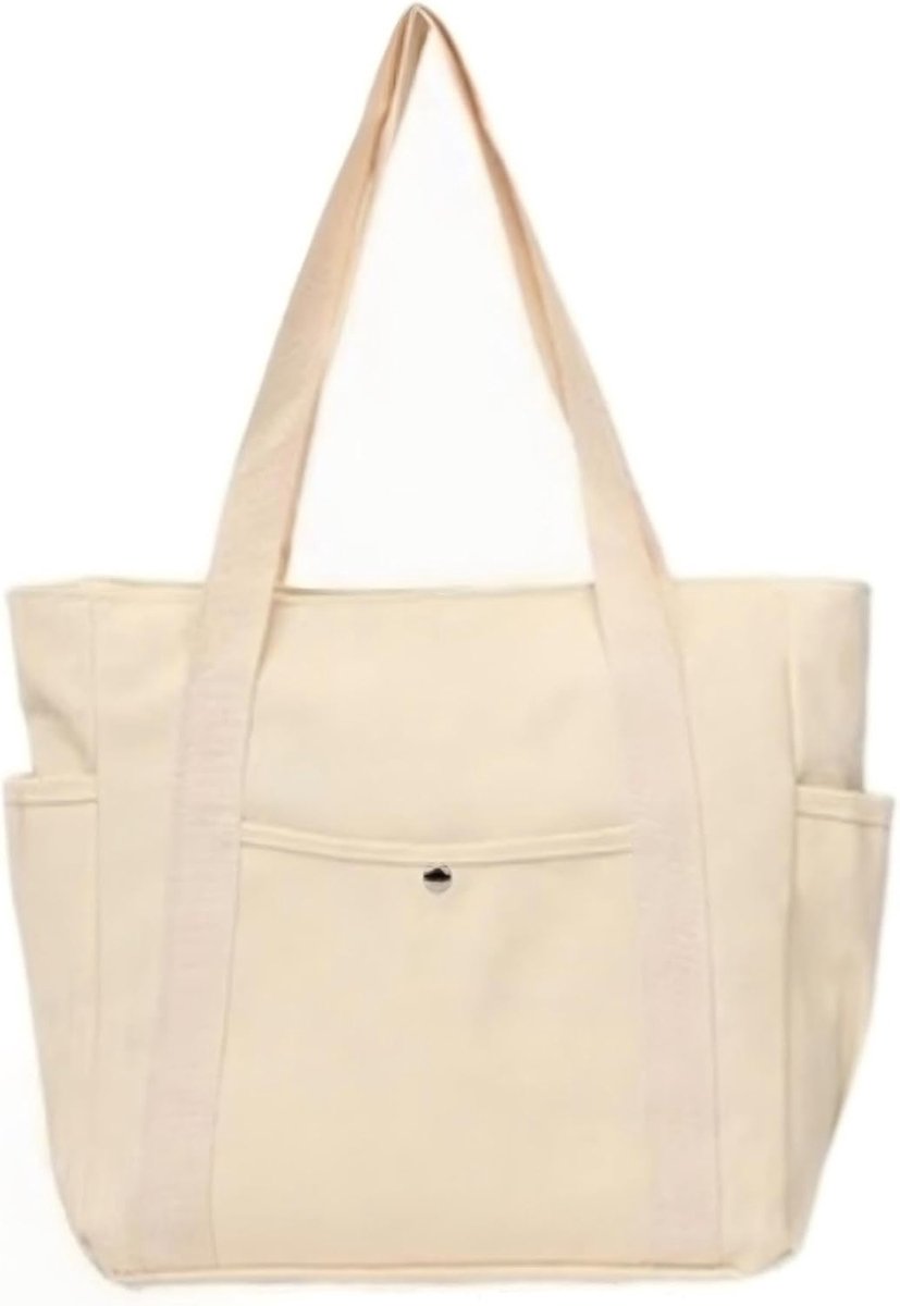 Shopper grote handtas - canvas stof - gepersonaliseerde initialen - ideaal voor school en werk - ShopVlot