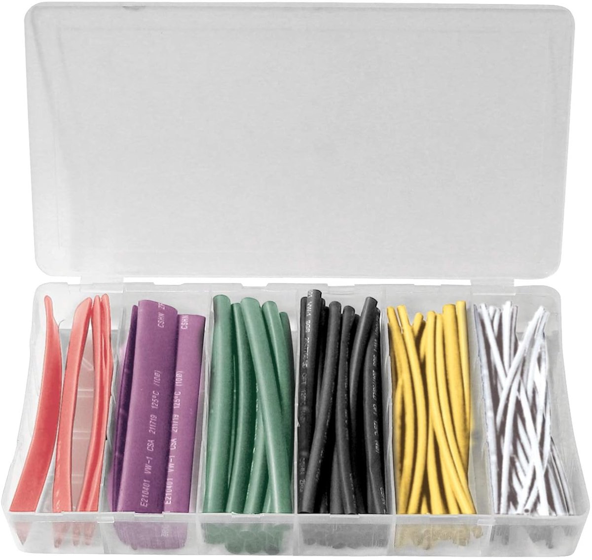 Kruipkrimpbuis assortiment 100-delige gekleurde - diverse diameters - 2:1 krimpverhouding - praktisch in opslagbox - ShopVlot