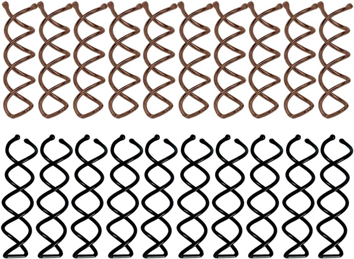 Spiraalhaarspelden 20 stuks - Zwart en bruin - Hoogwaardige materialen - Stevige grip voor kapsels - ShopVlot