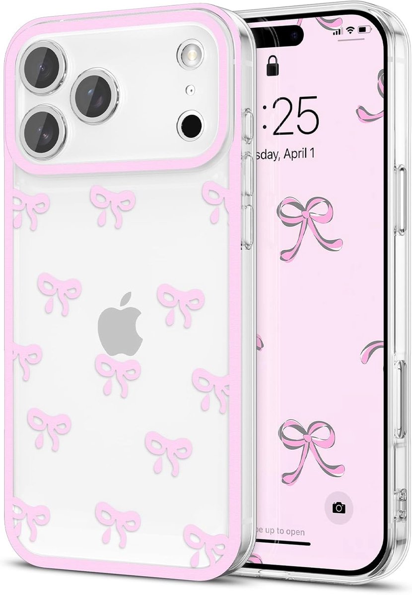 Mobiele telefoonhoes New Phone Pro Max - heldere schattige strikpatroon - esthetisch transparant - ShopVlot