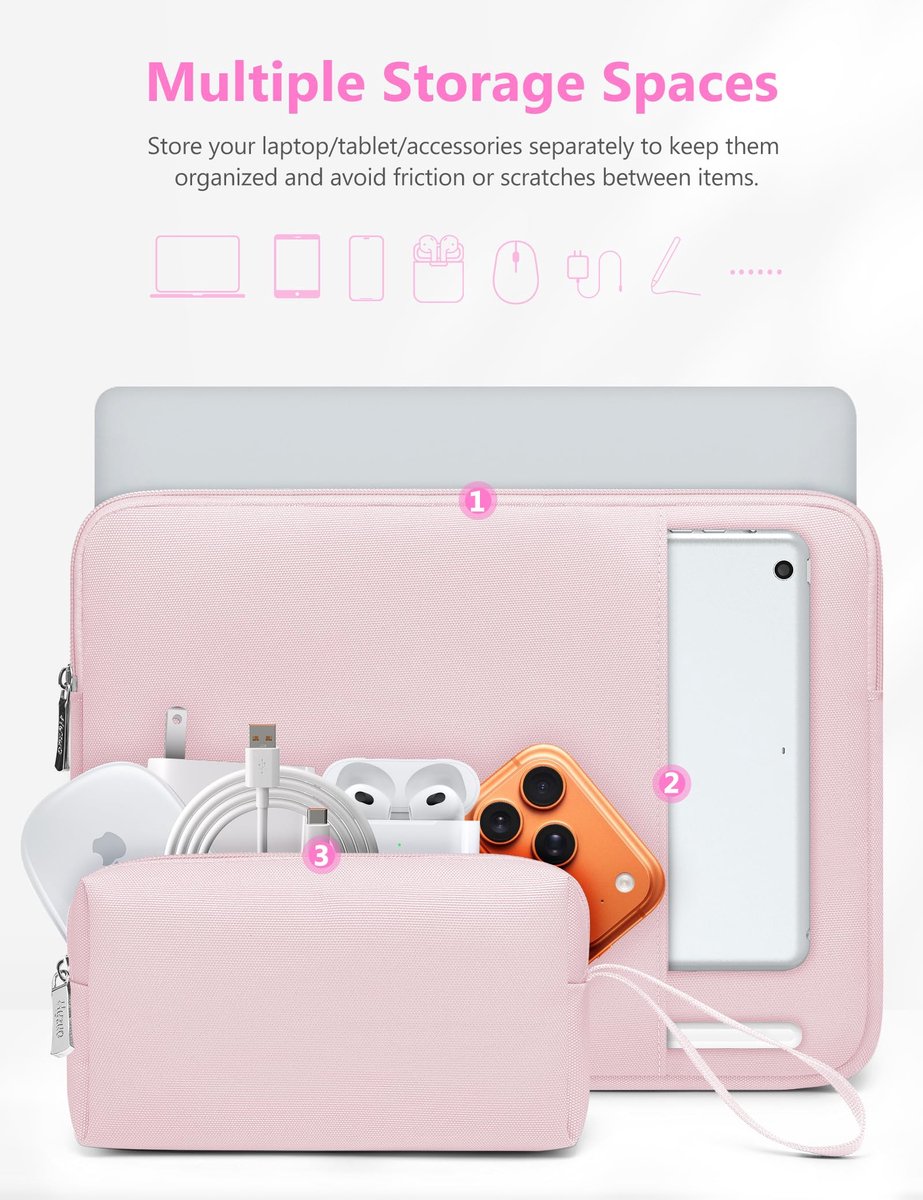 Laptophoes Sleeve Set 13,3-14 Inch - Lichtroze - Stijlvol ontwerp - Bescherming voor MacBook Pro - ShopVlot