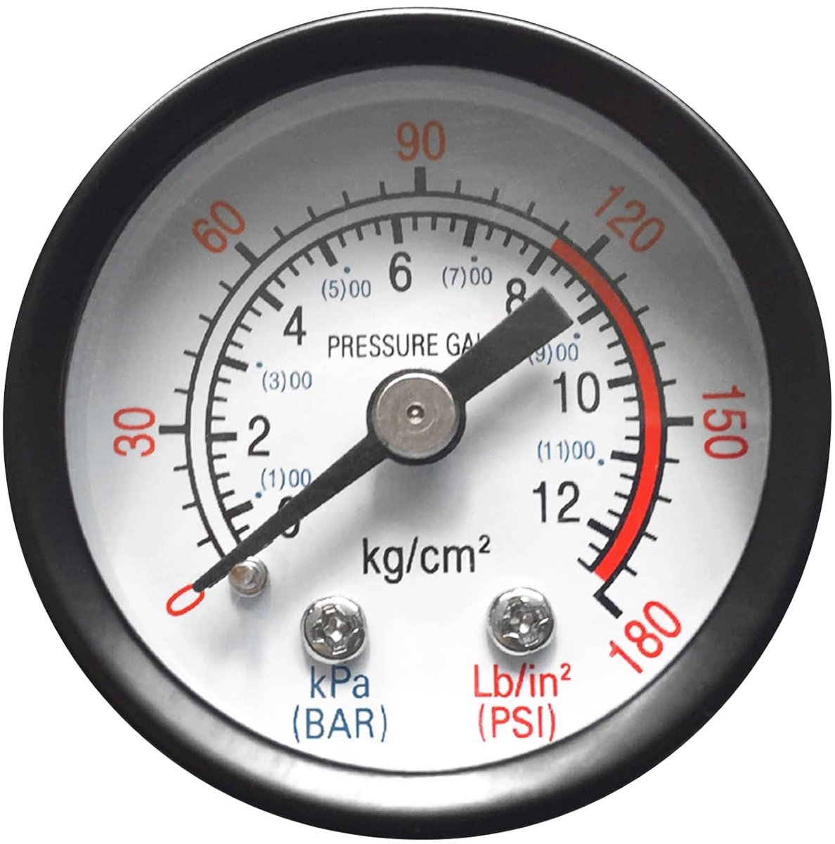 Kleine manometer 1/8 inch - kunststof - 0-12 bar / 0-180 PSI - ideaal voor luchtcompressor - ShopVlot
