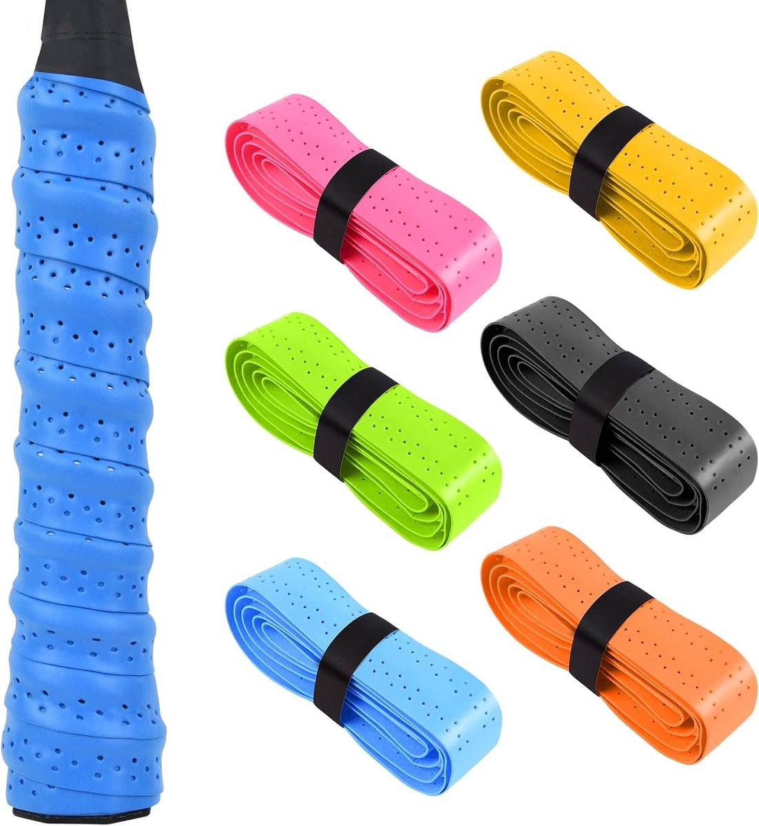 Tennis- en badmintonrackets 6 stuks - antislip band - zeer ademend - sneldrogend - ShopVlot