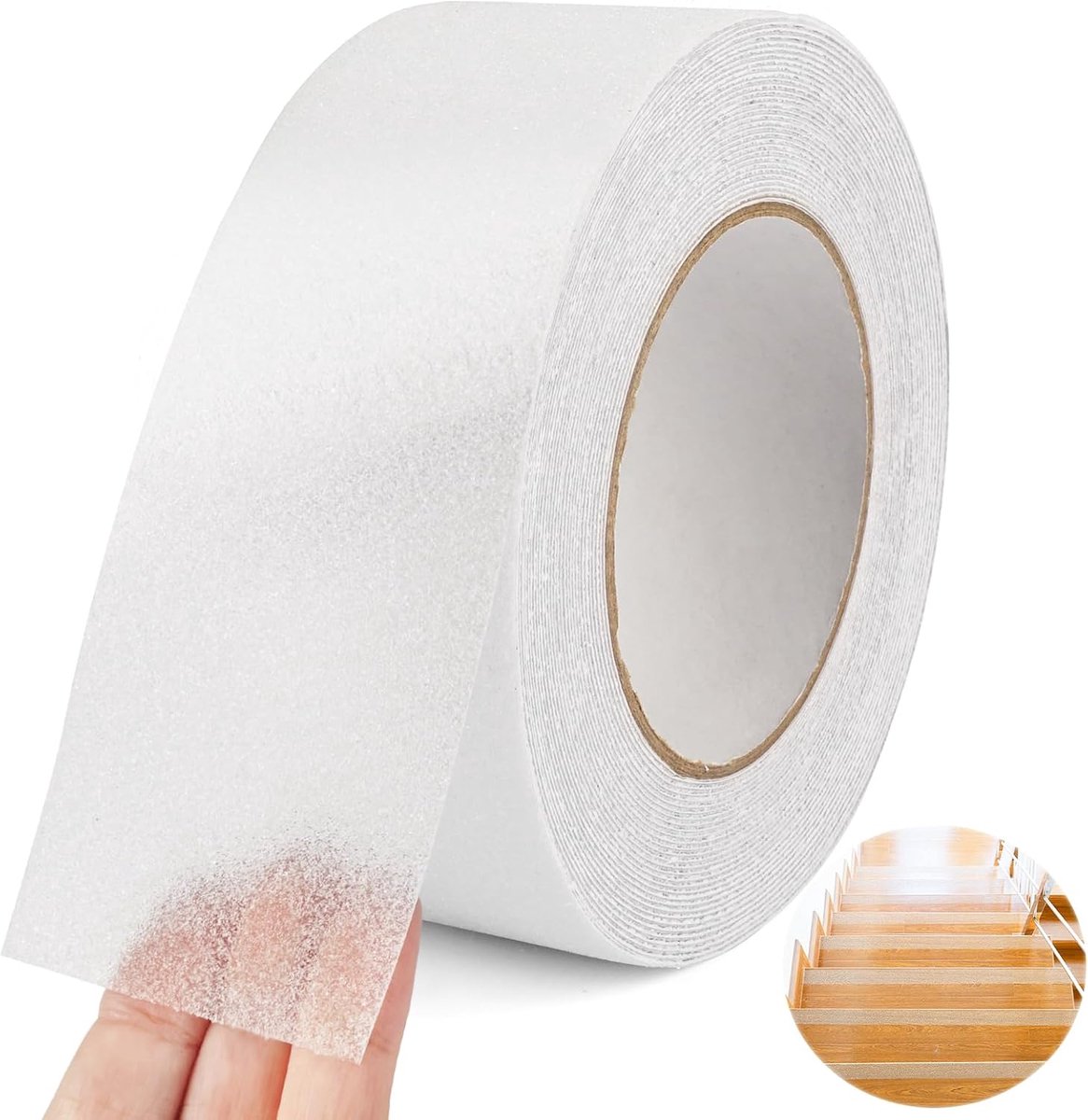 Traptape - 5 cm x 5 m - antislip - waterdicht - voorkomt vallen bij ouderen en kinderen - geschikt voor trappen, slaapkamers en badkamers - wit