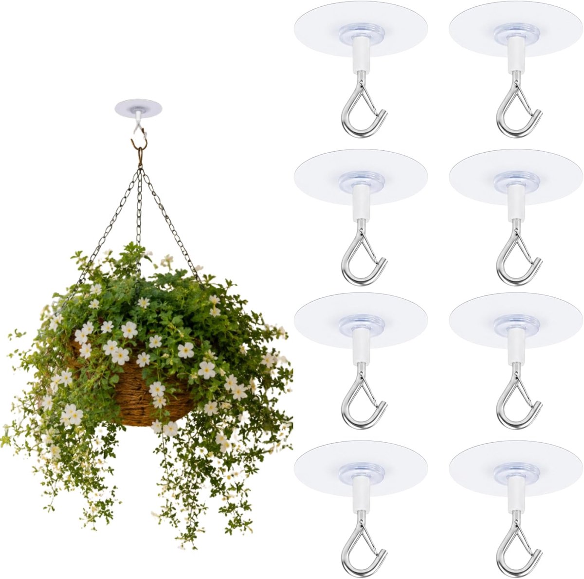Plafondhaken extra sterk - zelfklevend - zonder boren - ideaal voor planten en decoratie - ShopVlot