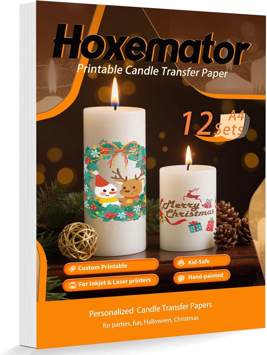 Candle Transfer Film [12 Vellen] - Tattoo Papier - Printbaar voor Laser en Inkjet - Perfecte Decoratie voor Kaarsen - ShopVlot