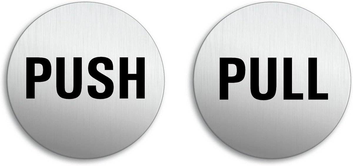 Deurbord Push Pull Ø 75mm - Aluminium - Zelfklevend - Eenvoudige installatie - ShopVlot