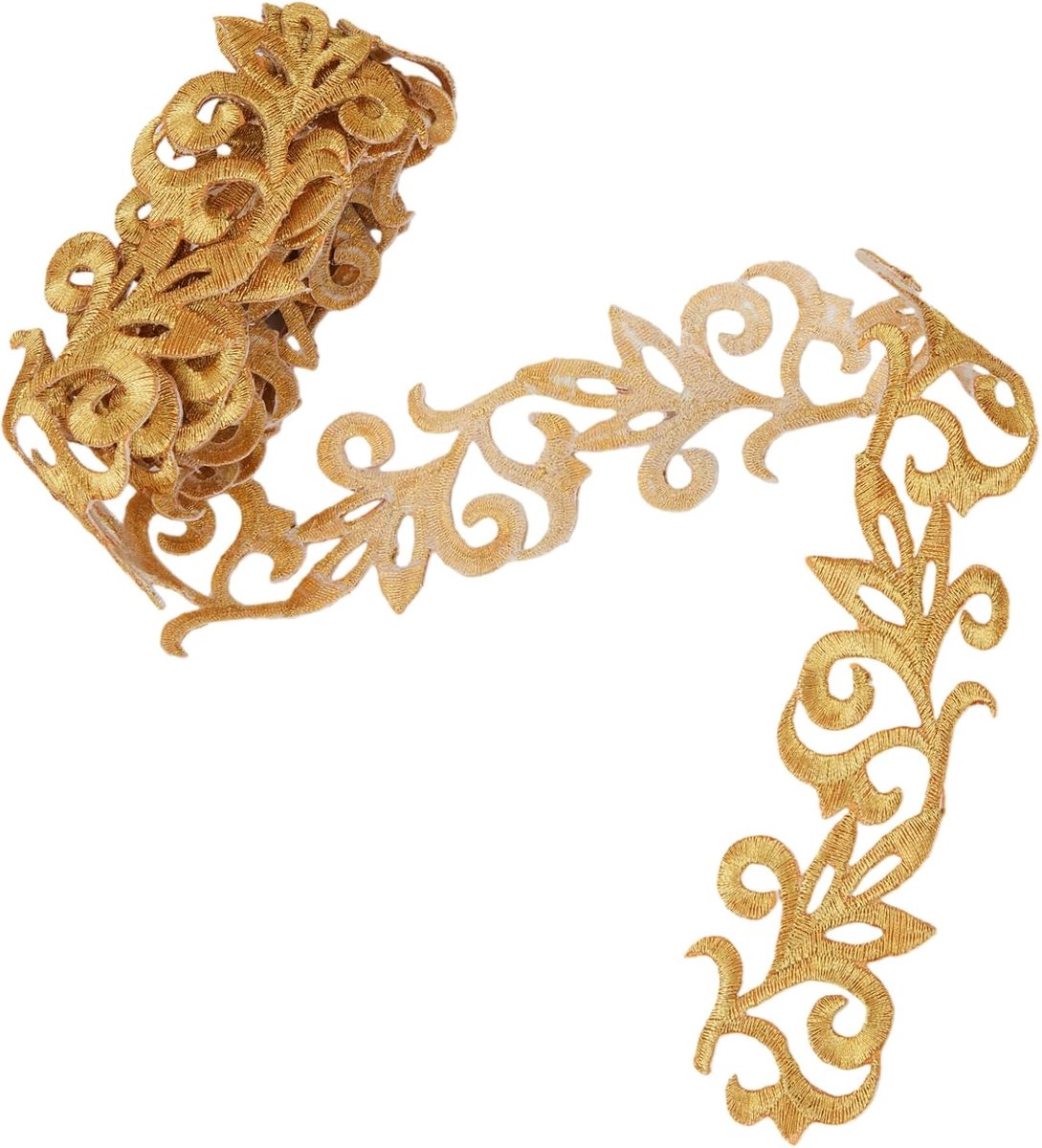Borduurrand 3,5 cm - Gouden polyesterlint - Glanzende bloemen - Ideaal voor decoratieprojecten - ShopVlot
