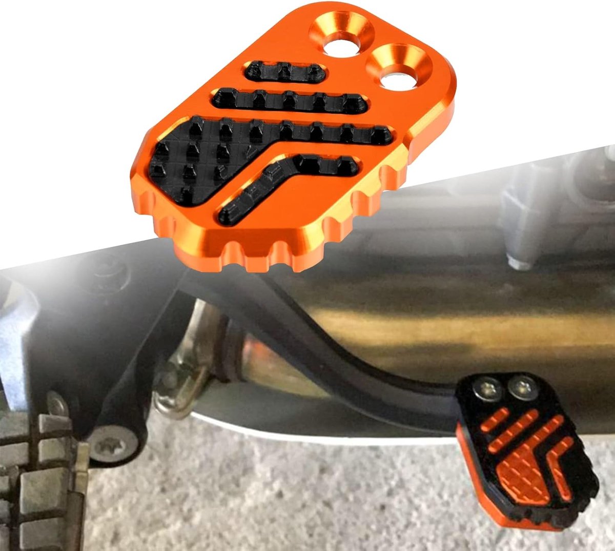 Achtervoetbreek Lever Peg Pad - Oranje & Zwart - Speciaal voor KTM 790 Adventure R/S 2019+ - Verbeterde grip - ShopVlot