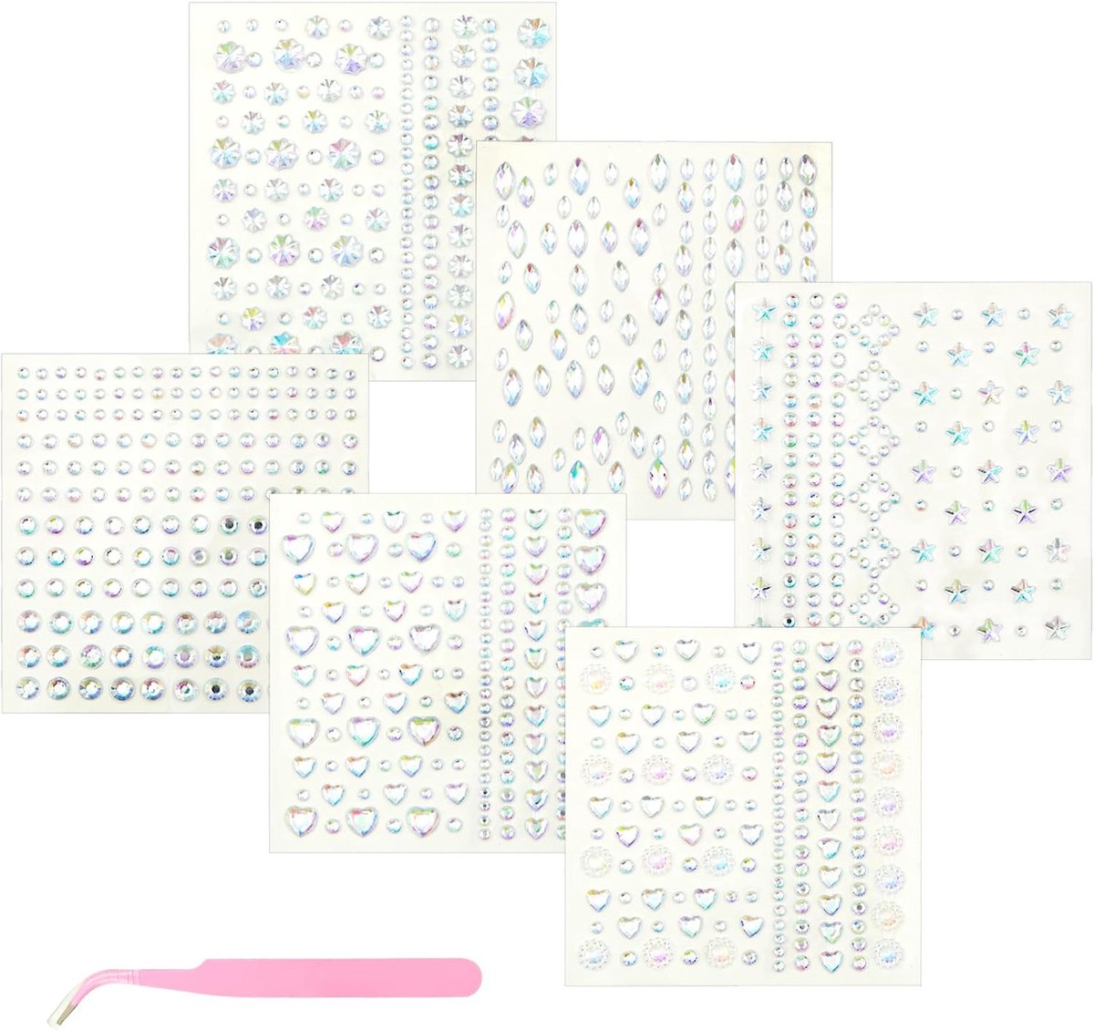Zelfklevende gezichtssieraden 892 stuks - Rhinestones voor make-up - Creatieve DIY versiering - Perfect voor feesten - ShopVlot