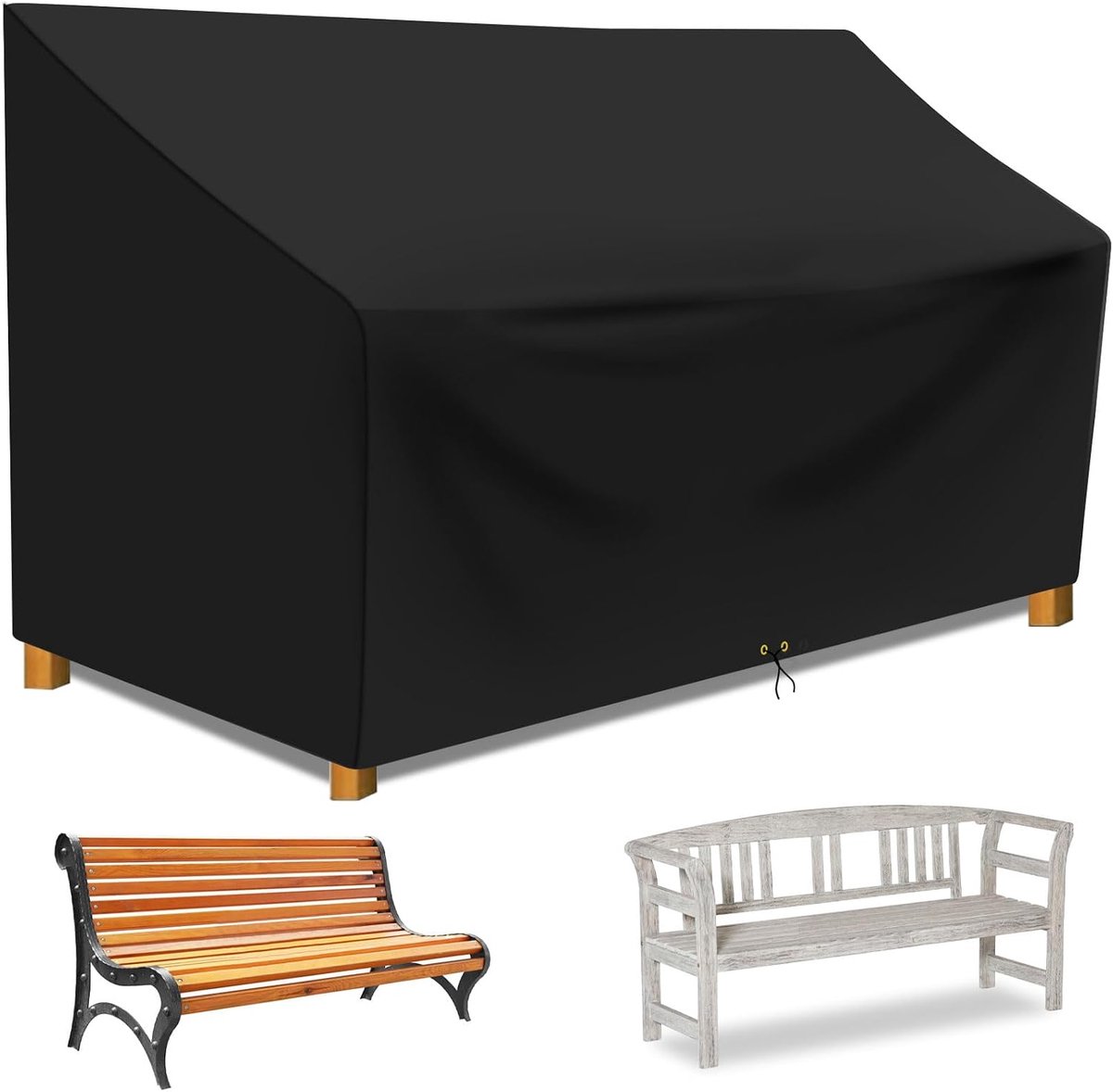 Tuinbankhoes 3-zits - 163 x 66 x 63/89 cm - 420D Oxford stof - Waterproof met koord - Bescherming tegen weer en vuil - ShopVlot
