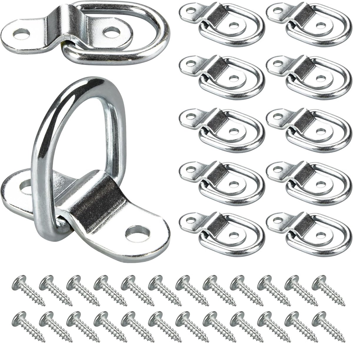 D-Ring Spanninghaken Set van 12 - 1/4 Inch RVS - Zware constructie - Ideaal voor veilige lading - ShopVlot