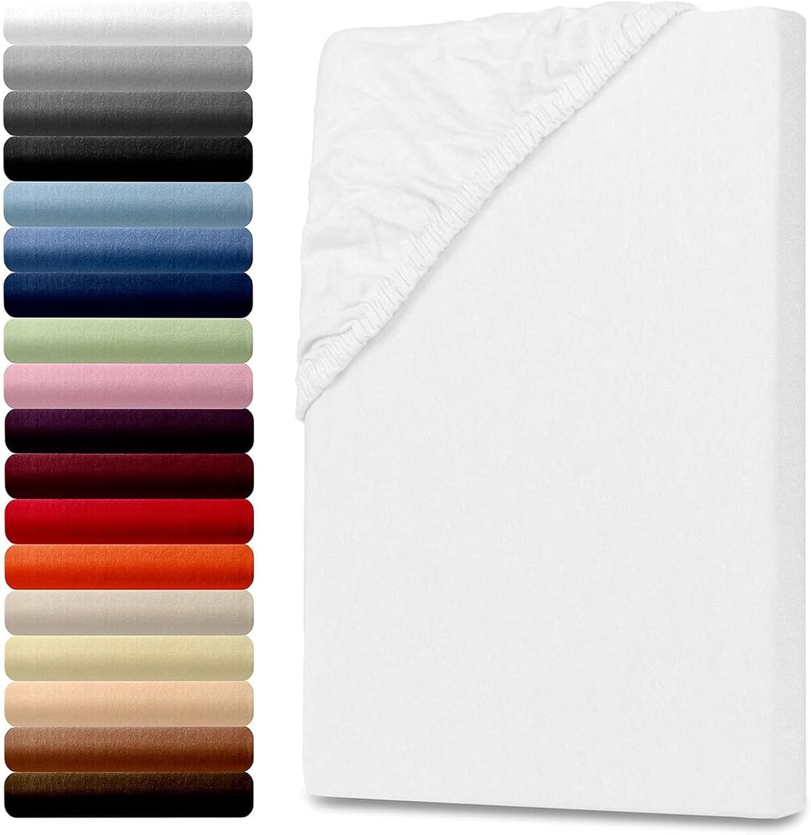 Fitted sheet 180 x 200 cm - witte katoen - Oeko-Tex Standard 100 - perfect voor een comfortabele nachtrust - ShopVlot