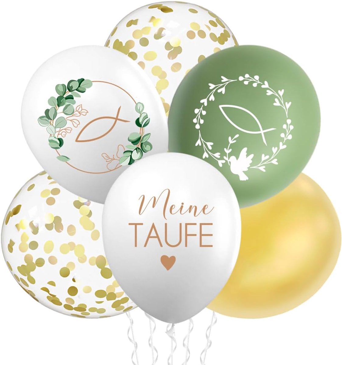 Ballonnen doopdecoratie 30 stuks - Eucalyptus en gouden latex - Ideaal voor doop en communie - ShopVlot