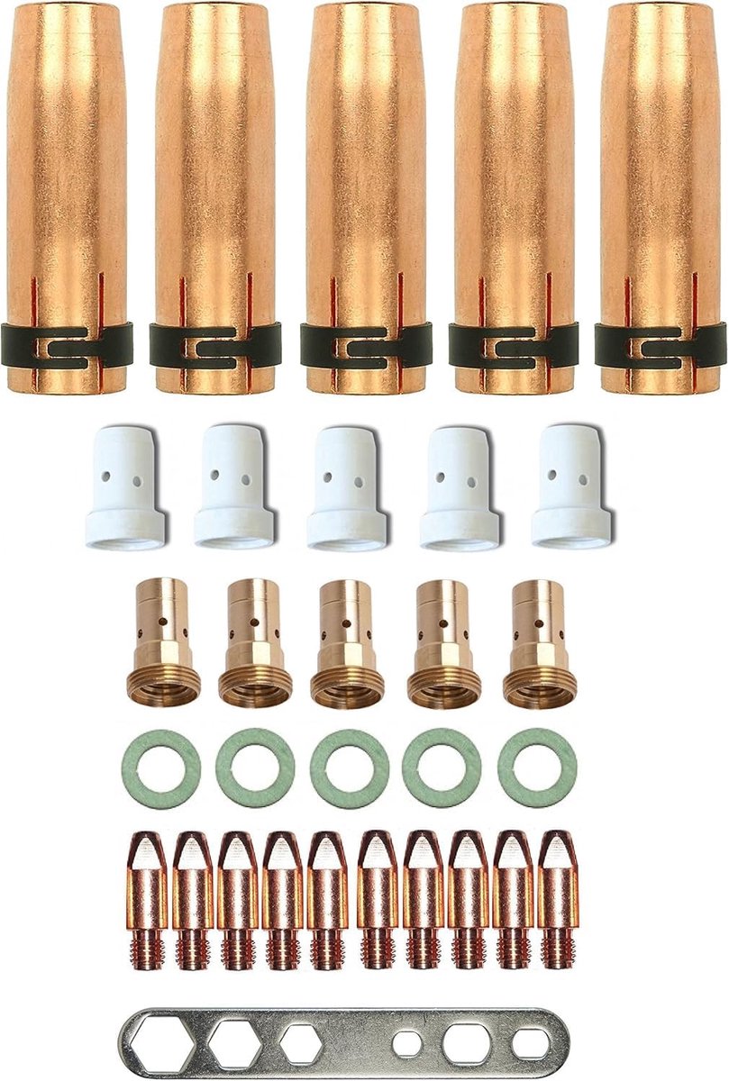 Slijtageonderdelen set zweetbrander 0,8 mm - gasmondstukken en stroommondstukken - complete set voor MIG MAG lassen - ShopVlot