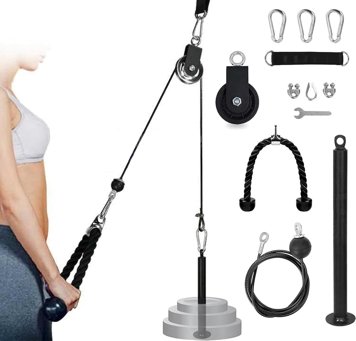 Fitness Pull-Up Machine - Tricep Touw Kabelsysteem - Duurzaam Staal - Thuis Training - ShopVlot