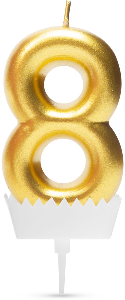 Verjaardagskaars cijfer 8 - 6×3 cm - taartkaars - decoratieve kaars voor feest & verjaardag [56184-8]