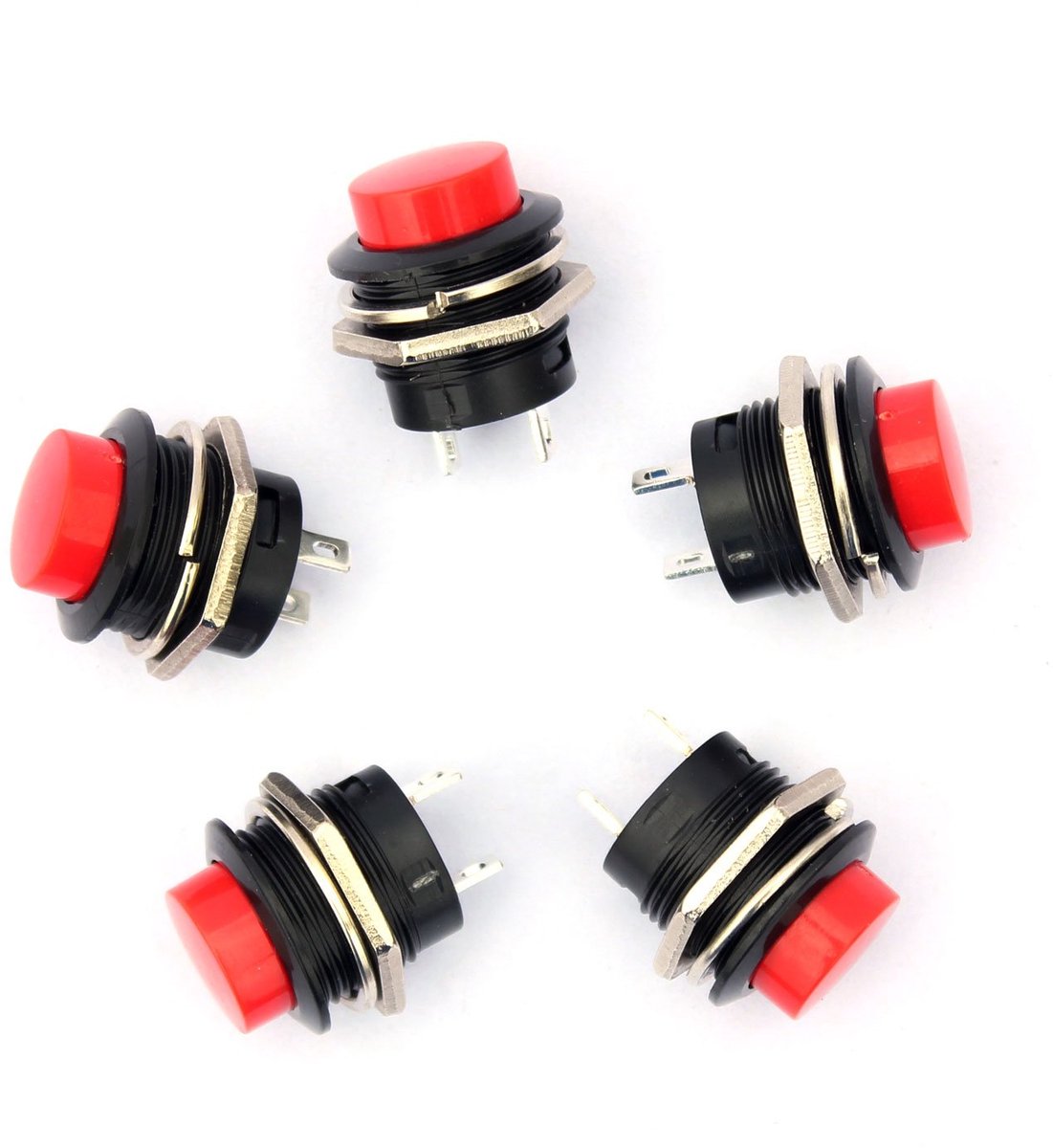 Drukknop Schakelaar 3A 250V - Momentary Rood - 16mm Diameter - Praktisch voor Auto - ShopVlot