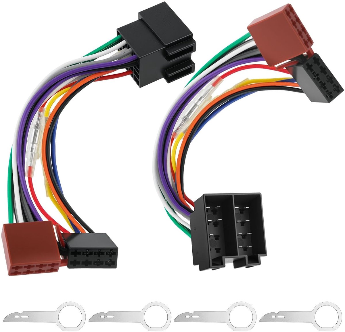 Car radio adapter 16-pins ISO - 2-pack - 15 + 30 pin plug - compatibel met veel Europese merken - ShopVlot