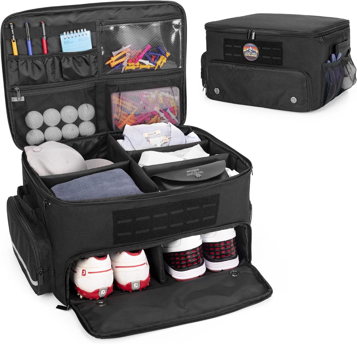 Golf trunk organizer met compartiment voor 2 paar schoenen - stevige wand - multifunctionele opbergruimte - ShopVlot
