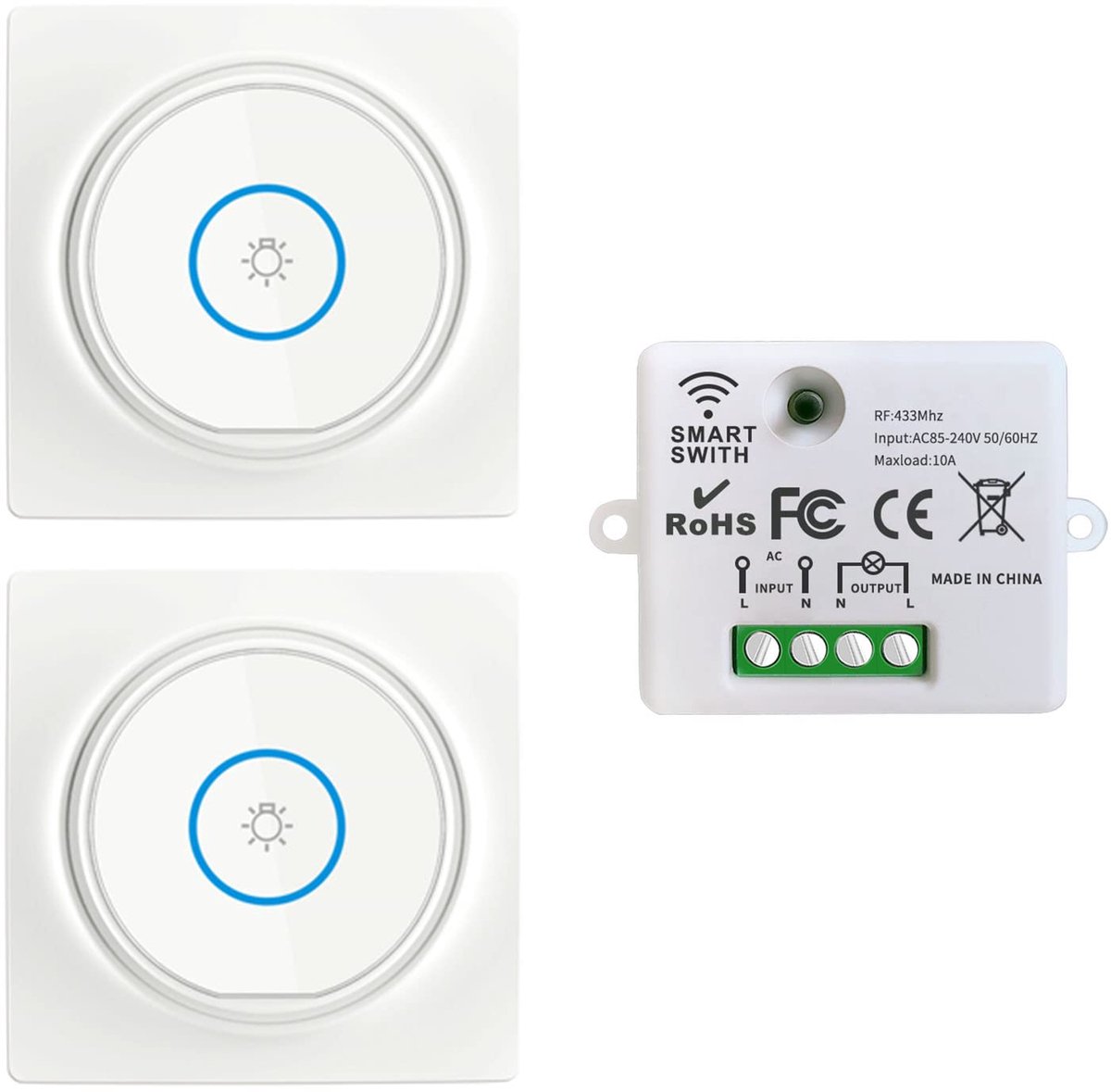 Draadloze schakelaar - Mobiele zelfgenerator 433MHz - Mini ontvanger met 100 m bereik - ShopVlot