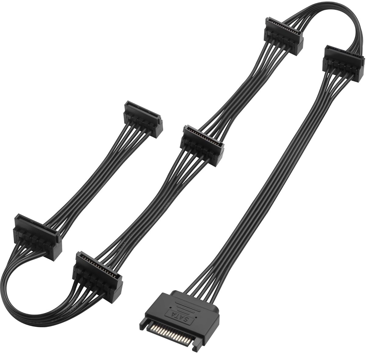 SATA 15 Pin Power Splitter Kabel 1 Male naar 6 Female - 18AWG Geelerd Koper - 72cm voor Meerdere Schijven - ShopVlot