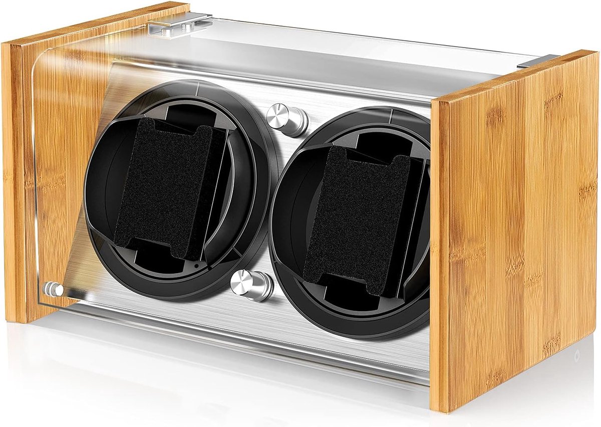 Horlogewinder bamboehout - metaal - elegant design - ideaal voor automatische horloges - ShopVlot