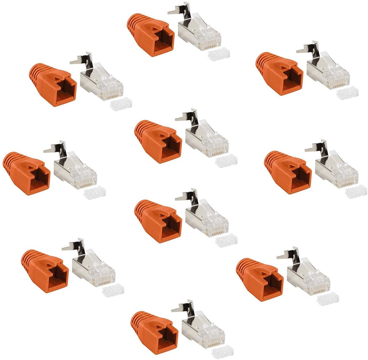 RJ45 Netwerkplug CAT 7A - 10 Gigabit Crimp Plug - Kinkbescherming - Ideaal voor netwerkinstallaties - ShopVlot