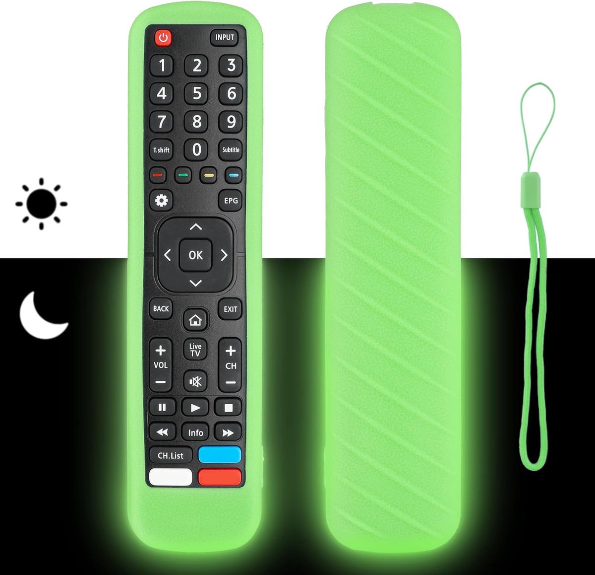 Silicone afstandsbediening hoes - schokbestendig - fluorescerend groen - perfecte bescherming voor Hisense TV - ShopVlot