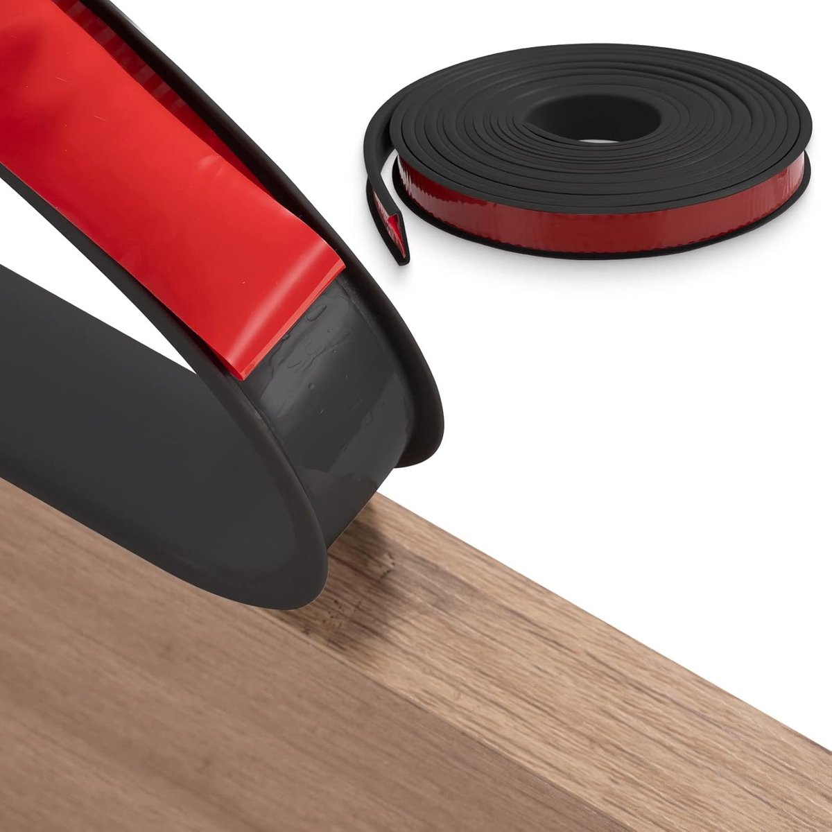 U-vormige flexibele meubelrandafwerking 5m×40mm - Zwart TPE zelfklevend fineer - Bescherming tegen stoten - ShopVlot