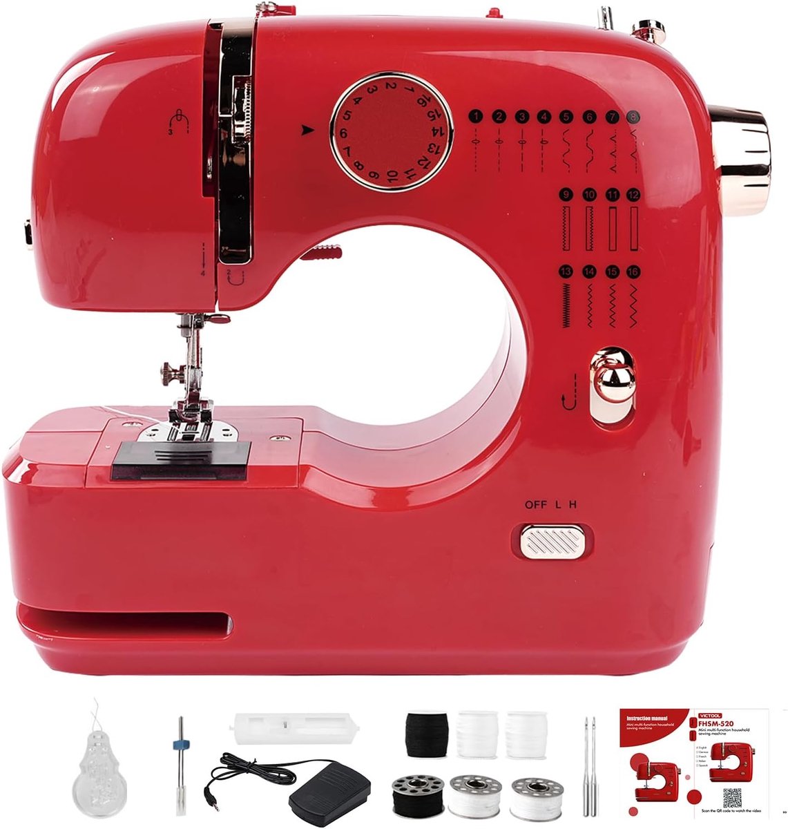 Mini elektrische naaimachine 16 steken - multifunctionele naaiset - draagbaar voor beginners - ideaal voor quilten - ShopVlot